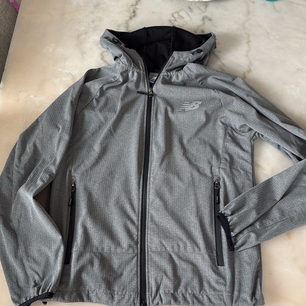 New Balance Heather Gray Hooded Jacket Sz S/M Loose Fit